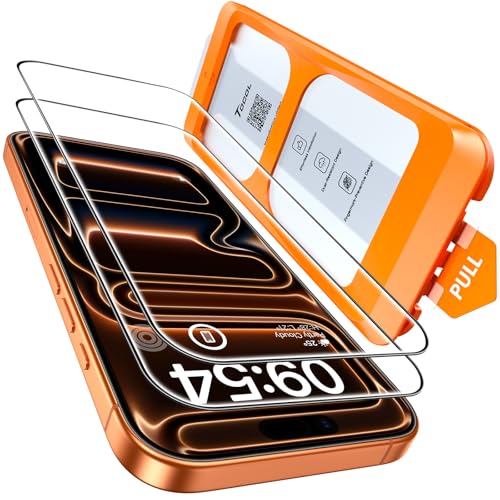 TOCOL für iPhone 17 Pro für Panzerglas 6 3 Zoll Full Screen Automatische Installation 9H Folie Stoßfest Kratzfest Anti-Fingerabdruck Anti-Bläschen Kompatibel mit Hülle 2 Stück