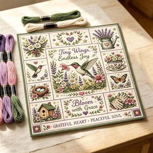 Coffret point de motif colibri et kit broderie artisanale loisirs créatifs - 3