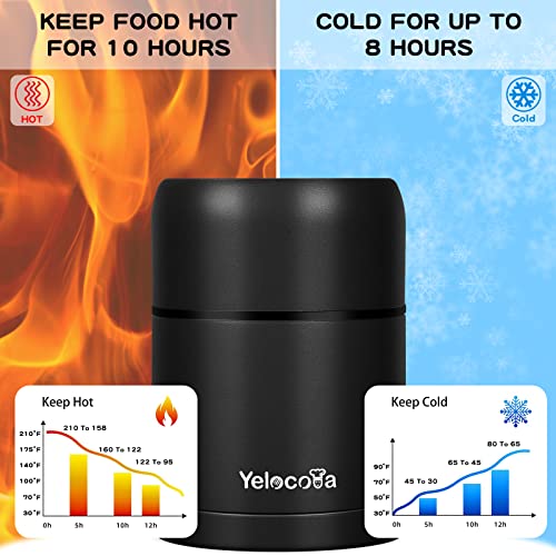Yelocota Thermos For Hot Food,Wide Mouth Insulated Soup Container,18/10 Stainless Steel Lunch Thermos Food Jar (20, Classical, 1, Black) #TOP2