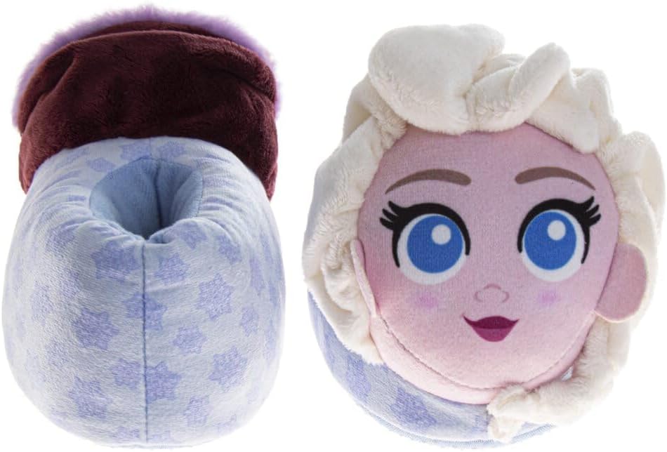 Disney Frozen Elsa and Anna Girls Slippers - Plush Non-Slip Comfy Fluffy Lightweight Warm Comfort Soft Aline Indoor House Slippers (Toddler/Little Kid) - Image 3