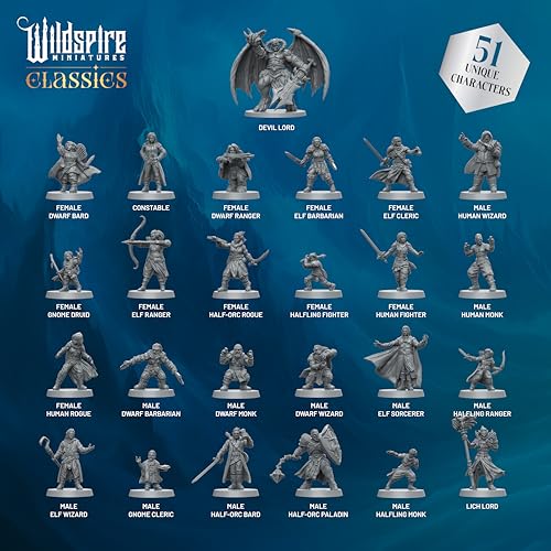 Wildspire Classic Heroes - Mercenary Guild - 51 Paintable Characters for DND Miniatures Bulk I 28mm Dungeons Dragons D&D Miniatures I DND Minis D&D Figures Dragons Figures Pathfinder Compatible - Image 2