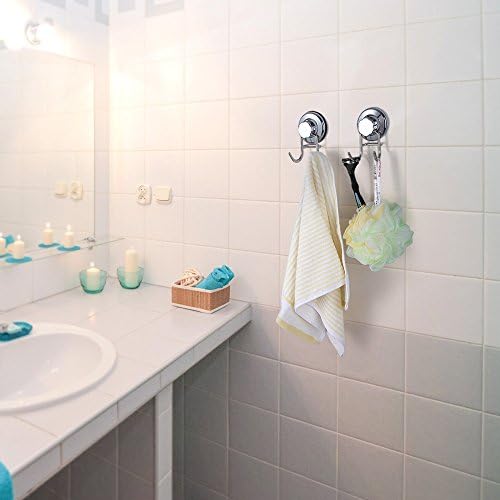 SANNO Suction Cup Hook Holder Super Power Vacumn Suction Bath Hook for Towel Robe Bathroom Kitchen Shower Bath Rustproof Stainless Steel,Set of 3