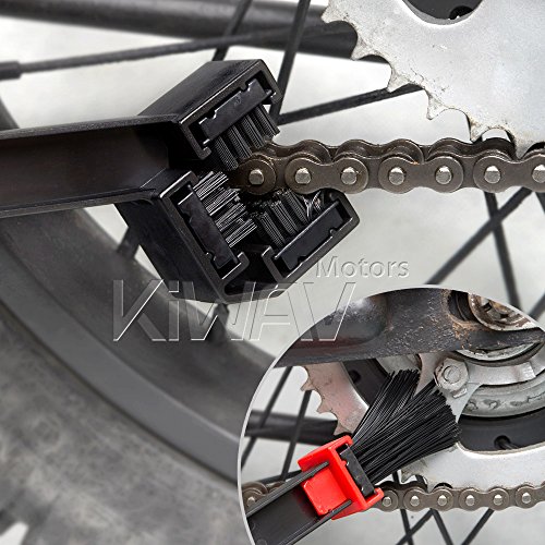 Kiwav Motorcycle Chain Scrubber Cleaning 3 Way Brush Black Compatible For Motorcycle Bicycle #TOP23