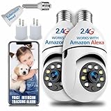 QAMY 3MP Light Bulb Security Camera 2.4GHz,Bulb 360 Degree Wifi Outdoor Indoor Full Color Day And Night, Lightbulb Motion Detection Alarm, 1-Month Free Trial Of Cloud Services 2PCS