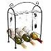 Grape Arbor Style Tabletop 3 Wine Bottles / 5 Wine Glasses Metal Wine Organizer Storage Rack w/ Top Handle - Black