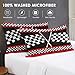 WeCozy 5 Pcs Twin Size Comforter Set with Pillowcase & Sham, Racing Car Auto Bedding for Kids and Adults, Race Checkered Sport Bed in a Bag with Flat Fitted Sheet