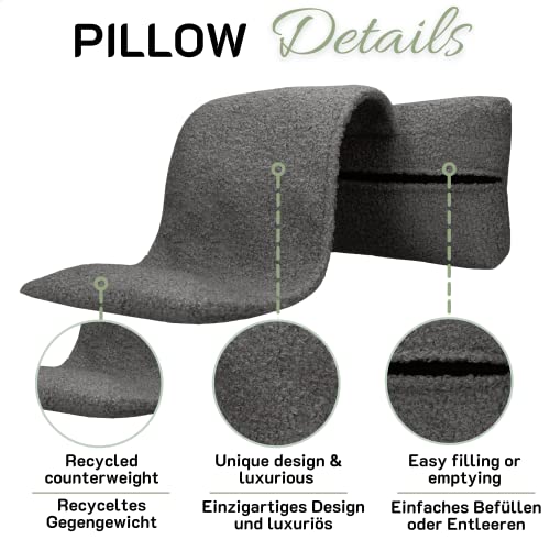 Kopfstütze Sofa Couch - Hochwertiges orthopädisches Nacken - und Kopfkissen-Nackenkissen für Sessel, lesekissen für Bett - Sofa und Fernsehsessel – rückenkissen - PTMD Innenkissen (SEMMI Dunkelgrau) - Image 5