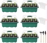 🌱【Juego de cultivo en invernadero】6 x caja de cultivo en invernadero interior, 1 x pala larga, 1 x rastrillo, 1 x pala más ancha, 10 x etiquetas para plantas.
