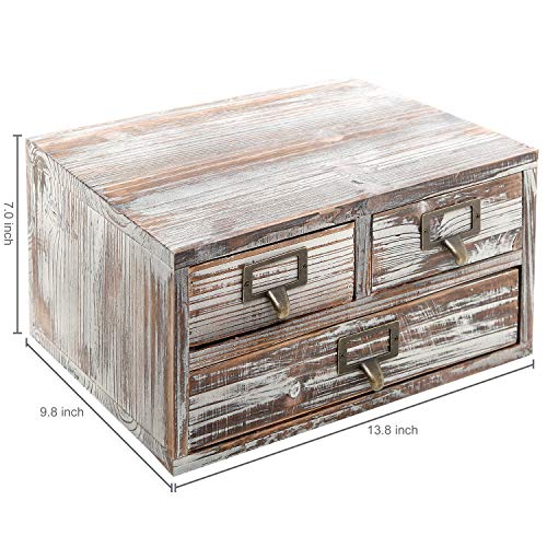 MyGift Torched Wood Desktop Storage Cabinet with 3 Drawers, Small Wooden Box Organizer for Office Supplies, Sewing Kits and Accessories - Image 6
