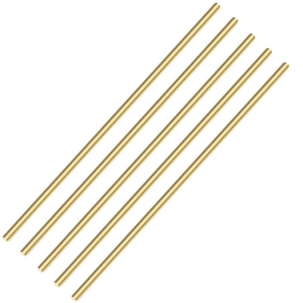 5PCS 4mm Brass Rod, 5/32 inch in Diameter Metal Solid Round Brass Rod Pin Lathe Bar Stock for RC Model Airplane Helicopter DIY Craft - 300mm Length