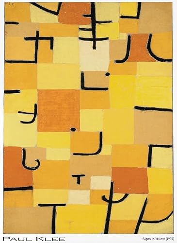 QSDTGHUIKP Paul Klee Canvas Painting Paul Klee《Signs In Yellow》Poster Abstract Wall Art Modern Prints Aesthetic Picture for Home Decor 16x24inx1 UnFramed