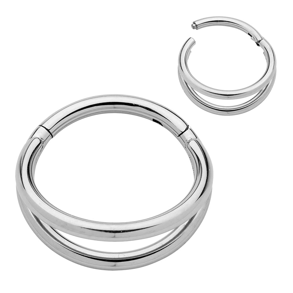 365 SLEEPERSTitanium Implant Grade 16G Double Septum Jewellery Hinged Segment Ring Body Piercing Hoop Lip Rings Helix Cartilage Rook Sleeper Earrings 8mm – 12mm