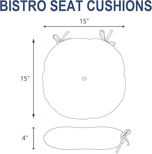 Miniatura 2 de Melody Elephant Juego de 2 cojines para sillas de estilo bistró para exteriores, repelentes al agua, para muebles y sillas, cojines redondos para