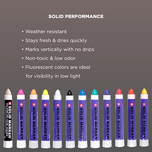 Sakura Solid Paint Markers - 11 Permanent Marker Paint Pens And 1 Glow-In-The-Dark Paint Marker - Window, Wood, & Glass Marker - Assorted Paint Colors - 12 Pack #TOP3