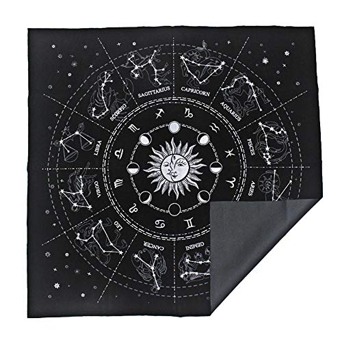Nappe Tarot Carré divinatoire,Autel Tarot Nappe Nappe de Tarot carrée en Flocage de Haute qualité pour Jeux de Cartes Textiles de Jeux de société Cover