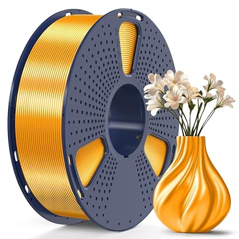 SUNLU 3D Filament 1.75, Shiny Silk PLA Filament 1.75mm, 1KG PLA Filament 0.02mm for 3D Printer 3D Pens, Brass