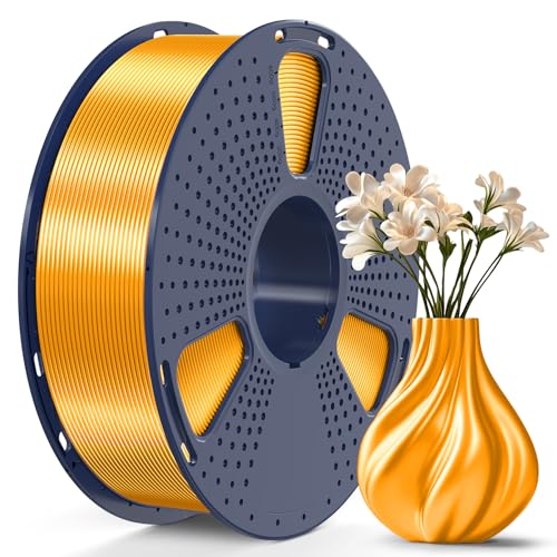SUNLU 3D Filament 1.75, Shiny Silk PLA Filament 1.75mm, 1KG PLA Filament 0.02mm for 3D Printer 3D Pens, Brass