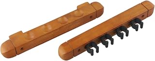 Wooden Pool Cue Rack Wall Mount, 4-Slot Billiard Holder for Snooker & Pool Tables, Space Saving Storage Organizer for Cues Gloves Towels, Home Game Room Bar Decor Accessories (1 Pair)(Black)