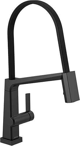 Miniatura 1 de Delta Faucet 9693T-BL-DST - Grifo de cocina pivotal, negro mate