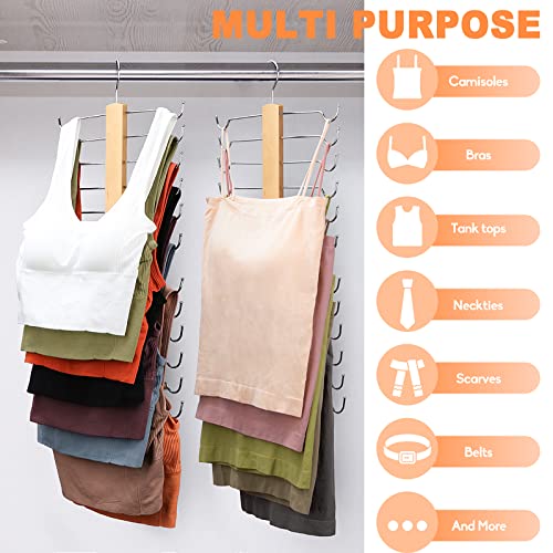 Volnamal Bra Hanger For Closet 2 Pack, Premium Wood Tank Top Hanger 360° Rotating, Bra Organizer Space Saving Hanger Closet Organizer And Storage For Tank Tops, Bras, Camisoles #TOP6