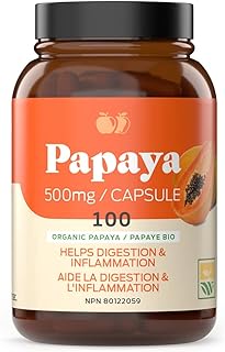 Complete Natural Products Organic Papaya Enzymes & Papain Enzyme Capsules - 600mg 100 Pills, Organic Papaya Powder Digestive Super Fruit Capsules