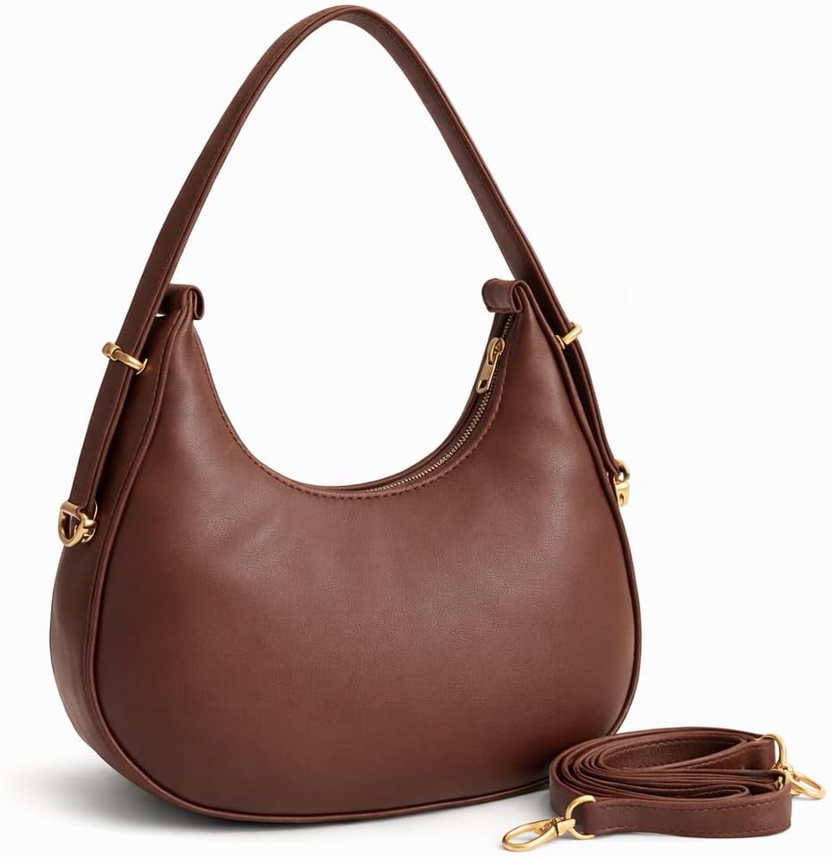 Women’s Shoulder & Sling Bag with Zipper Closure, Detachable Long Strap, Spacious Single Compartment Handbag for Daily & Office Use