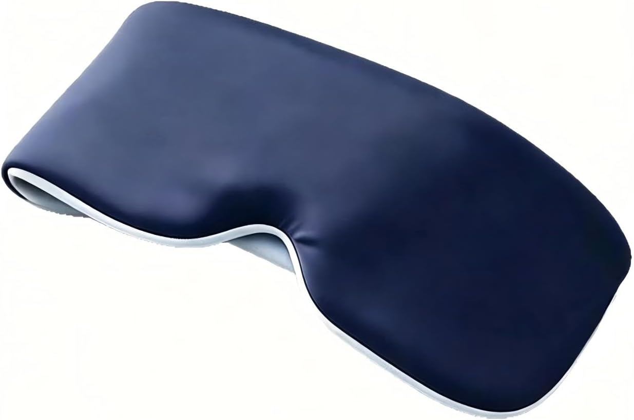 Weighted Sleep Mask for Women Men, Gentle Pressure Eye Mask with Reversible Warm Velvet & Cooling Ice Silk Sides, Light Blocking Blindfold for Deep Sleep, Travel & Naps (Blue)