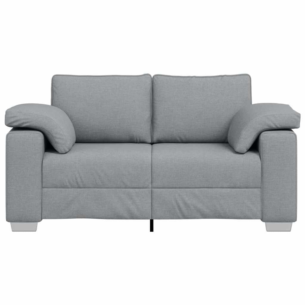 Divano grigio chiaro, 160 x 77 x 82 cm, rivestimento in tessuto, divano a 2 posti, per soggiorno, moderno e imbottito, con braccioli larghi, durevole