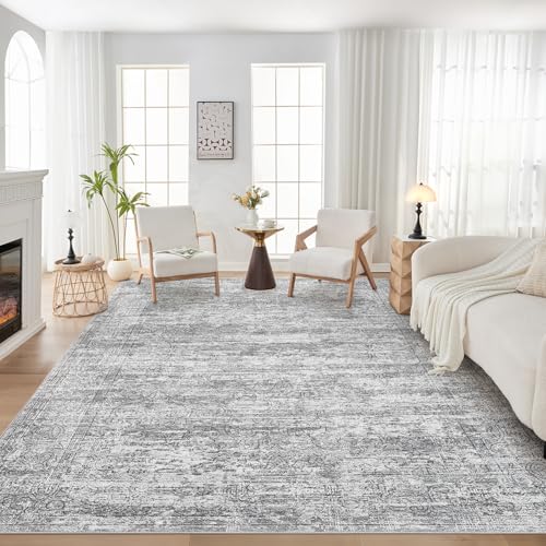 DMOYEST Area Rug Living Room Rugs - 10x14 Abstract Large Soft Indoor Washable Rug Neutral Modern Low Pile Carpet for Bedroom Dining Room Farmhouse Home Office - Vintage Grey by DMOYEST - Used condition - Image 7