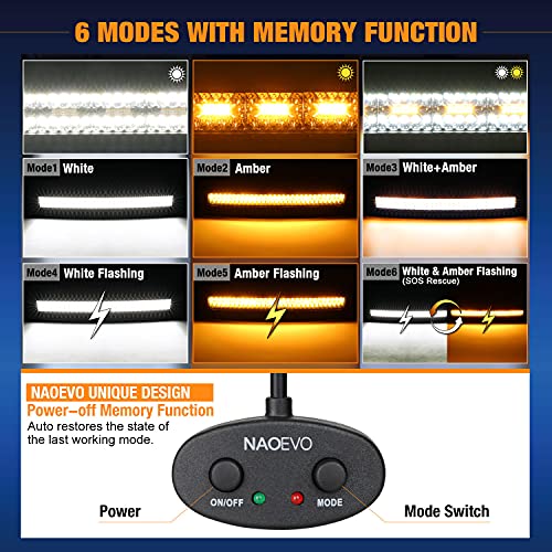 Naoevo 42 Inch 6 Modes Led Curved Strobe Light And Naoevo 7Inch Led Bar Lights 3 Modes With Drl/Flashing Light Modes Led Light Bar Kit For Jeep Pickup Truck Boat Tractor Golf Cart #TOP3