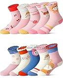 Adorel Calcetines Cortos Algodón Divertidos Niña Pack de 10 Fantasia Colorida 24-27 EU (Tamaño del Fabricante M)