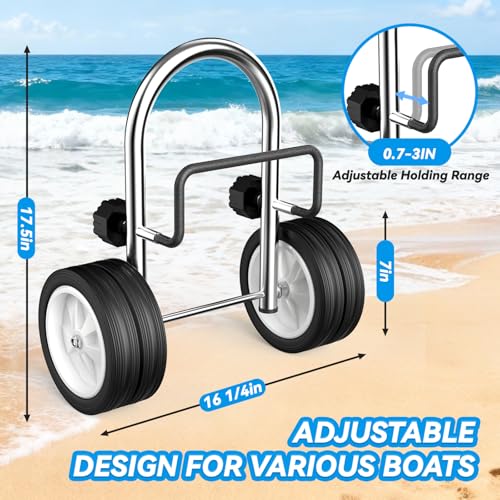 DRKSBESTO Heavy-Duty Boat Dolly and Kayak Cart,Chrome Plated Steel Design with Dual Wheels and an Adjustable Clamp Suitable for Transoms up to 3" Thick by DRKSBESTO - Image 2