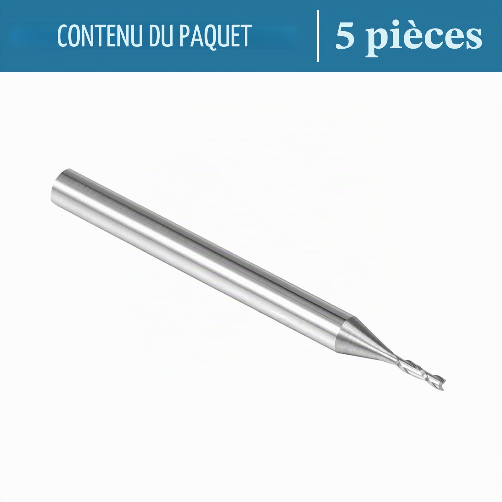 QUARKZMAN 3.175mm 1/8" Tige 1.0mm x 6mm Spirale Routeur Bits x 5PCS Solide Carbure CNC Fin Fraise pour Découpe Acrylique Plastique Résine Bois [2 Cannelures]