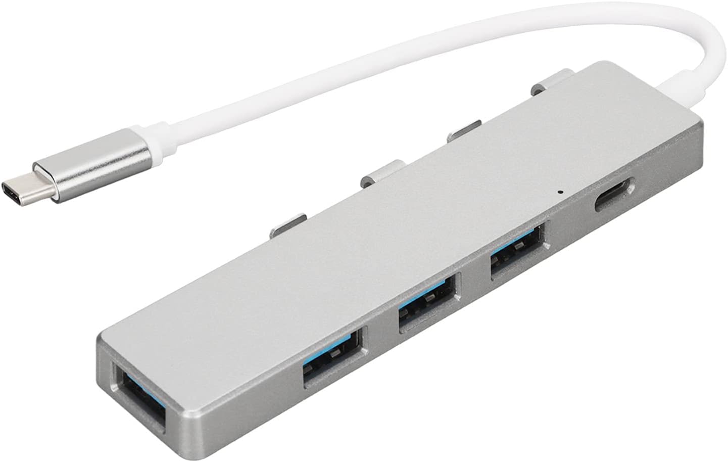 USB C to USB Hub High Speed Adapter with 1xUSB3.0 Port, 3xUSB2.0 Ports, 1xUSB C Power Port Multiport Adapter for Data Transfer and Charging (Silver)