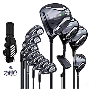 Juego de Golf de 12 Piezas para Zurdos, Juegos completos de Palos de Golf para Hombres, Eje de Acero al Carbono de Grafito Profesional para Palos de Golf con Bolsa de Ruedas