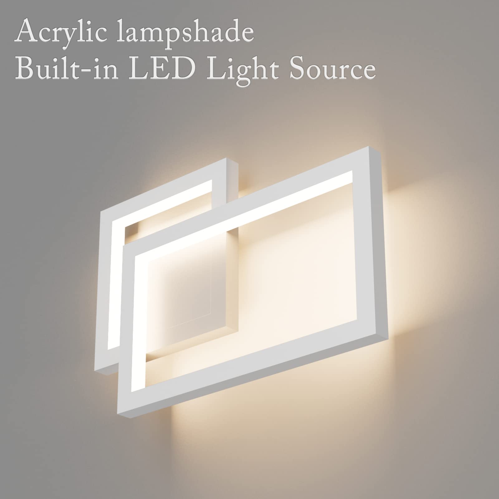 Klighten Applique da Parete Interno LED, 24W, 1960LM, Lampada Decorative Mordern, per Camera da Letto, Soggiorno, Corridoio, 110-240V, Bianco Caldo 3000K, Bianco