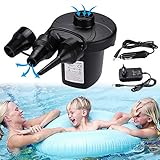 【FÁCIL DE USAR】 Bomba práctica Bomba de aire eléctrica con un botón de encendido / apagado. 3 boquillas de aire - tamaño L para colchones, bote inflable de piscina inflable; Talla M para inflar cama pequeña, asiento de piscina inflable; Talla S para inflar juguetes pequeños o llantas inflables de natación.