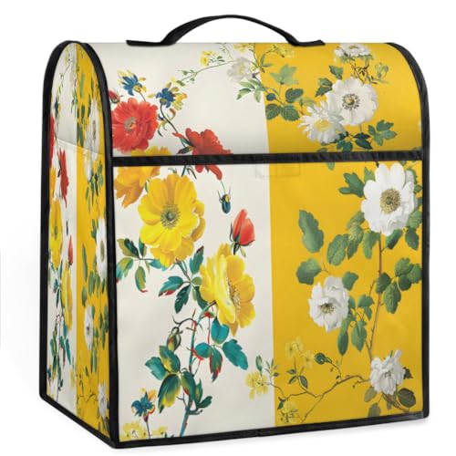 Coffee Maker Cover Floral Pattern Kitchen Appliance Covers Small Appliance Covers Blender Cover Juicer Cover Dust Covers for Kitchen Appliances with Top Handle and Pockets,Washable,B530