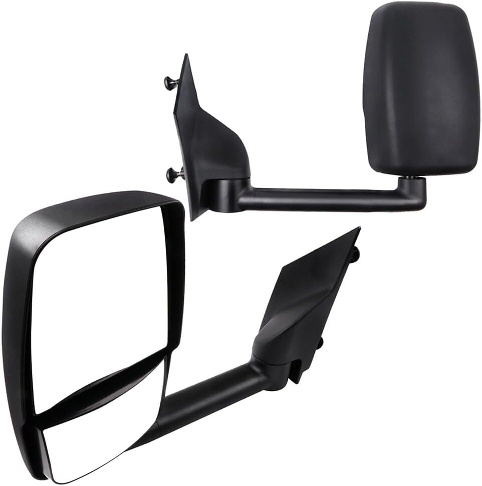 Driver and Passenger Side Black View Mirrors Fit for 2003-2011 For Chevy Express 1500 2500 3500 For GMC Savana 1500 2500 3500 Manual Fold Non-heated Exterior Mirrors