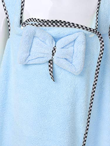 Boys Girls Bath Wrap Towel Shoulder Strap Bowknot Buttons Down Bathrobe Robe Blanket Cover Up4