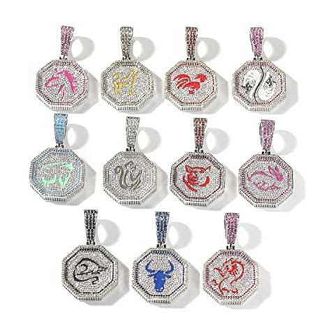 Jackie Chan Adventures Zodiac signs Talismans Hip Hop Necklace Gold Plated Necklaces for Women Men PendantHip Hop Rope Chain Fashion Rope Chain Jewelry for Women Boyfriend Gifts Couples (Rooster) Cover
