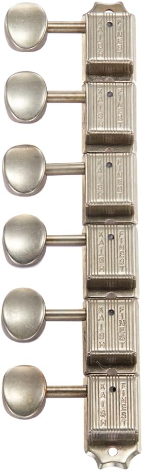 Premium Vintage Guitar Tuners Tuning Machines Peg Guitar Tuning Keys with Split Shaft for Strat/Tele/Jaguar Metal Oval Key Lefty Relic Aged Nickel