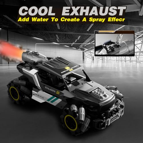 4DRC Y3 Remote Control Truck with Spray and Light, Dual Motors Off Road RC Car, 2.4Ghz 4WD 360° Rock Crawler,Hand Controlled Gesture, 35+ Min Play, Toy Vehicle for Boys Girls and Adults - Image 8