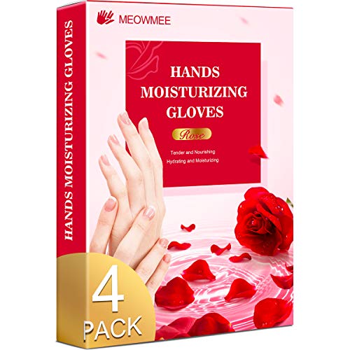 Mascarilla Para Manos, MEOWMEE 4 pares Guantes Hidratantes Para Manos Mascarillas hidratantes secas Guantes hidratantes Cuidado de manos nutritivo para mujeres y hombres Material de pantalla táctil