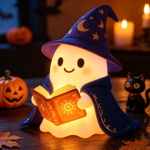 Lampe de Lecture Fantôme Mignonne,Lampe de Chevet LED 3D Halloween 15 cm