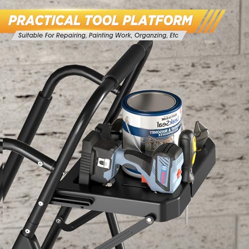 KINGRACK Step Ladder, Sturdy Steel Step Stool with Anti-Slip Wide Pedals, Handrail, Safe-Lock Design, 800lbs Folding Portable Ladder for Multi-Purpose, Home, Kitchen (6-Step with Tool Platform) by KINGRACK - Image 7