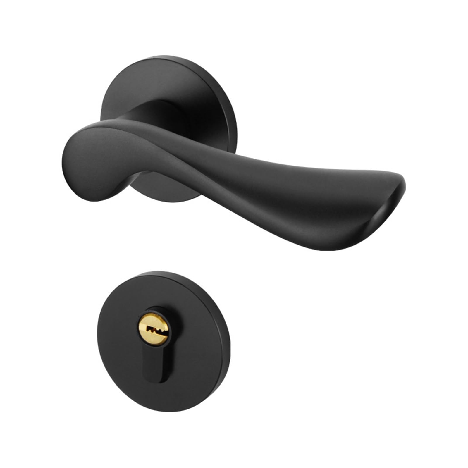 Serrure de porte de salle de bain noire fendue pour intérieur en bois