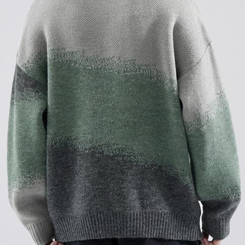 Men's Vintage Color Block Fashion Sweater, Raglan Long Sleeve Knit Loose Pullover Crewneck Casual Warm Sweaters3