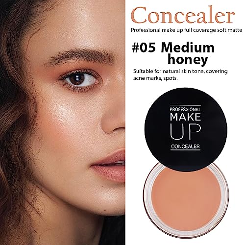 Kaely Pot Concealer Full Coverage Set,under Eye Brightener Concealer for Conceals Dark Circles,Waterproof Foundation Face Makeup Brush Kit,Color Correcting Concealer,Eye Ring corrector de ojeras 05 - Thumbnail 2