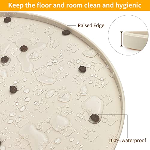 Kpwacd Pet Feeding Mat For Dogs And Cats, Silicone Dog Placemat Non-Slip Waterproof Bowl Mats Prevent Food And Water Overflow, High-Lips Puppy Dish Tray Mat Suitable For Large Medium Small Pets, Beige #TOP5